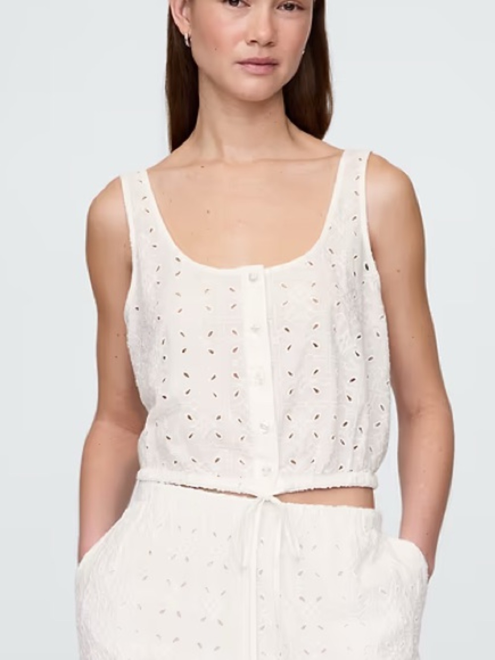 NWT GAP eyelet button down crop top